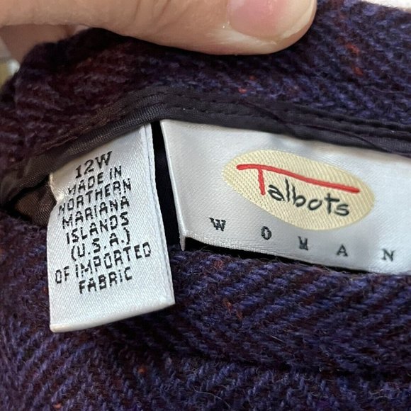 Talbots Woman Wool Eggplant Purple Skirt Career Work Herringbone Tweed Sz 12W - Picture 6 of 6
